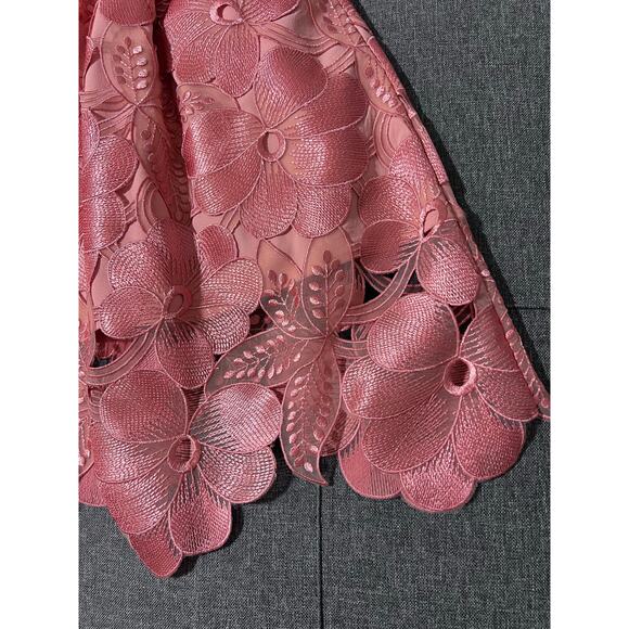 White House Black Market Dress Women 6 Gelato Peach Pink Tonal Lace Fit Flare - Picture 4 of 8